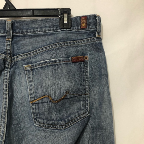 7 For All Mankind 7FAM Relax Button Fly Straight Jeans Mens 34 Medium Wash - Picture 7 of 12